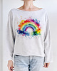 bluza bez kaptura damska Tęcza akwarele Szara bluza cięta Bez ściągaczy