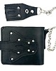 portfele damskie Czarny portfel skórzany na bilon ręcznie uszyty z łańcuszkiem do paska.