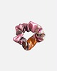 gumki do włosów Jedwabna scrunchie gumka frotka midi kwiaty różowa