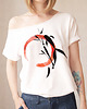 t-shirt damskie Karp Kaligrafia Biały Oversize