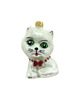 ozdoby choinkowe Bombka choinkowa: Kot z czerwoną muchą: biały