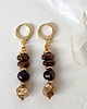 kolczyki pozłacane Pozłacane kolczyki wiszące - czarna perła, kamień lawowy, hematyt,
