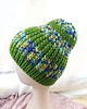 czapki i kapelusze męskie 6622 ciepła, efektowna, kolorowa, zielona, ręcznie robiona czapka beanie;