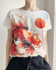 t-shirt damskie Koi pomarańczowy fullprint Biały Oversize