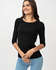 t-shirt damskie Bluzka rękaw 3/4 czarna