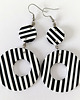 kolczyki z masy plastycznej Czarno Białe Geometryczne Kolczyki w Paski