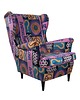 fotele Fotel uszak Barcelona we wzory, kolorowy, patchwork, welurowy