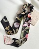 gumki do włosów Scrunchie Grey Flores z odwiązywaną szarfą 87 cm