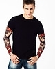 t-shirty męskie Czarny t-shirt męski z tatuażami Skull & Roses
