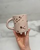 kubki i filiżanki Ceramiczny Kubek Handmade 380 ml Różowy w Brązowe Ciapki