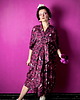 sukienki midi damskie KIMONO / sukienka kopertowa, bordowy print SŁOWIKI 100% wiskoza
