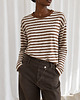 bluzki z długim rękawem damskie Longsleeve stripes chocolate ecru