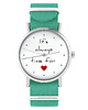 zegarki damskie Zegarek - Time for love - turkusowy, nylonowy