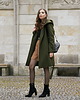 marynarki damskie zielony PŁASZCZ Z kapturem