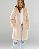 płaszcze damskie Beżowy Płaszcz ze Sztucznego Futra