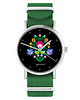 zegarki damskie Zegarek - Folkowy czarny - zielony, nylonowy