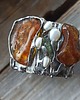 bransoletki wire wrapping Bursztyn w zaroślach -  bransoleta mankiet CUFF