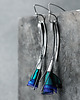 kolczyki wire wrapping Długie kolczyki w kolorze pawiego pióra AKHA