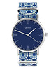 zegarki damskie Zegarek - Simple granatowy - niebieski, kwiaty