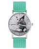 zegarki unisex Zegarek - Kot brytyjski - silikonowy, turkus