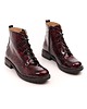 botki damskie Botki skórzane - suwak + sznurówki - kolor bordowy   (6386)