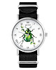 zegarki unisex Zegarek - Zielony żuczek - czarny, nylonowy