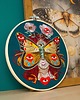 Ozdoby na ścianę Madame Butterfly green, haft w tamborku 20 cm