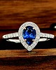 pierścionki zaręczynowe Pierścionek z Niebieskim Szafirem i Diamentami w Złocie 585 Handmade