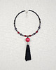 kolie Naszyjnik Choker z Czerwoną Kulą i Czarnym Chwostem - 7102