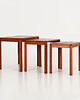 stoliki kawowe Komplet trzech stolików tekowych, duński design, lata 70, produkcja: Dania