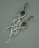 kolczyki wire wrapping Długie kolczyki obsydian złocisty wire wrapping