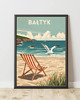 plakaty PLAKAT retro Morze BAŁTYCKIE ilustracja  plaża morski Bałtyk