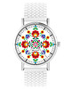zegarki damskie Zegarek - Folkowa mandala - silikonowy, biały