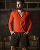 t-shirty męskie T-shirt z guzikami ORANGE długi rękaw