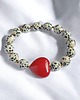 bransoletki z kamieni naturalnych Jaspis dalmatyński i serce : CZERWIEŃ : bransoletka na gumce