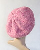 czapki damskie Różowo - beret zrobiony na drutach
