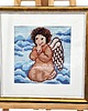 obrazy Obraz Haftowany Aniołek Modlący Się 24x24 cm w Złotej Ramie