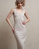 sukienki midi damskie Bawełniana prążkowana sukienka, CELINA SAND BEIGE