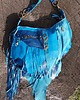 torby na ramię Duża skórzana niebieska  torebka boho