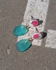 kolczyki ceramiczne Kolczyki ceramiczne w kwiaty + szkło z morza