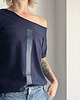 t-shirt damskie Kreska granatowa na granatowym Oversize