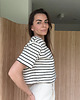 t-shirt damskie T-Shirt Move crop paski poduchy cream & black