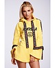 bluza z kapturem damska MR żółta bluza z taśmami