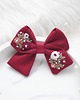 spinki i klamry do włosów HAFTOWANA Spinka / opaska do włosów świąteczna kokarda BORDOWA