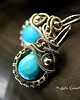 kolczyki wire wrapping Kolczyki Dragony Turkus Srebro