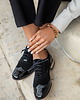 półbuty damskie Skórzane półbuty jazzówki Zapato model 246 czarny lakier+welur