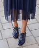 półbuty damskie Skórzane półbuty jazzówki Zapato model 246 granatowy retro