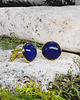 spinki do mankietów Złote spinki do mankietów koszuli Lapis lazuli