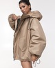 kurtki damskie Kurtka bomber hoodie oversize mocca