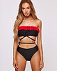 stroje kąpielowe i kostiumy kąpielowe damskie LAURA FLOWER Black Bikini Z Kwiatami Komplet
